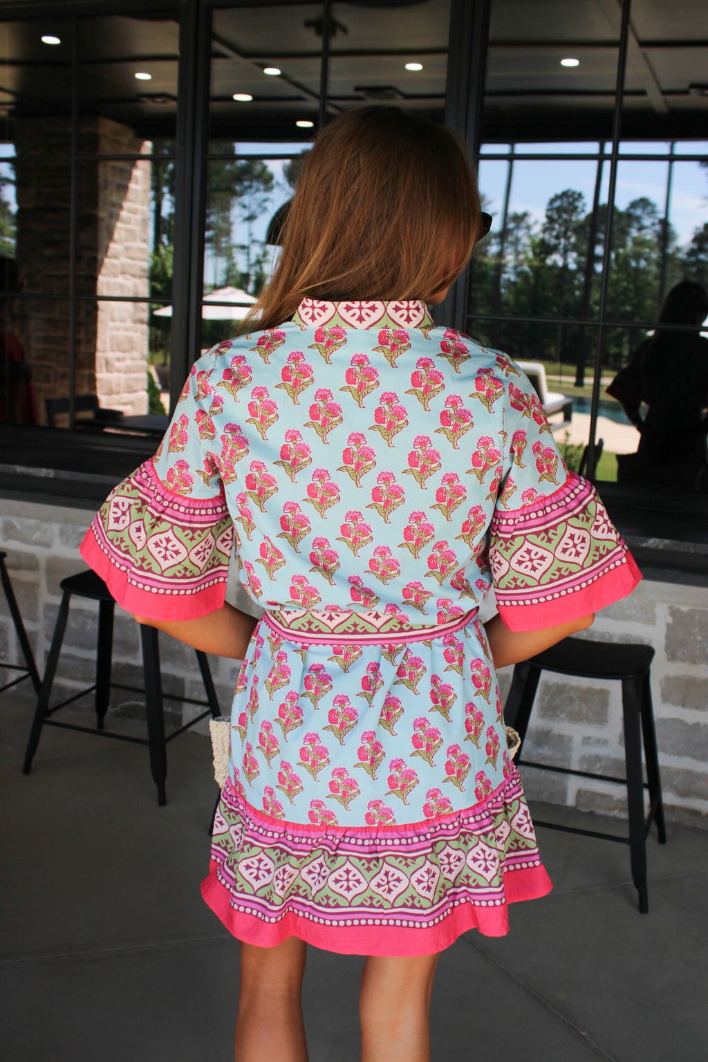Isla Block Print Belted Mini Dress