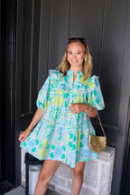 Lilah Floral Ruffle Shoulder Dress