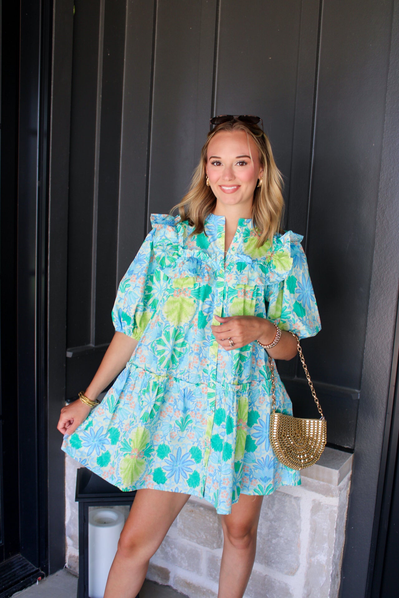 Lilah Floral Ruffle Shoulder Dress