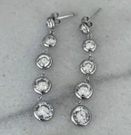 Polly silver crystal linear drop earrings by CHANSUTTPEARLS