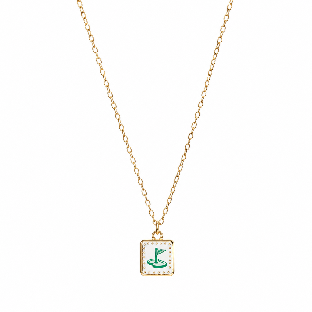 Printed Golf Theme Rectangle Necklace