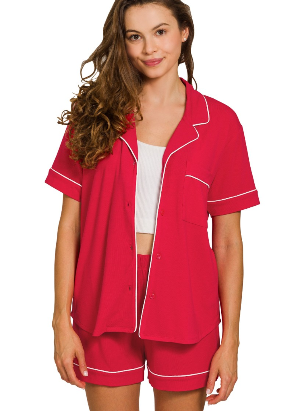 Colette Piping-Detail Short & Shirt Set