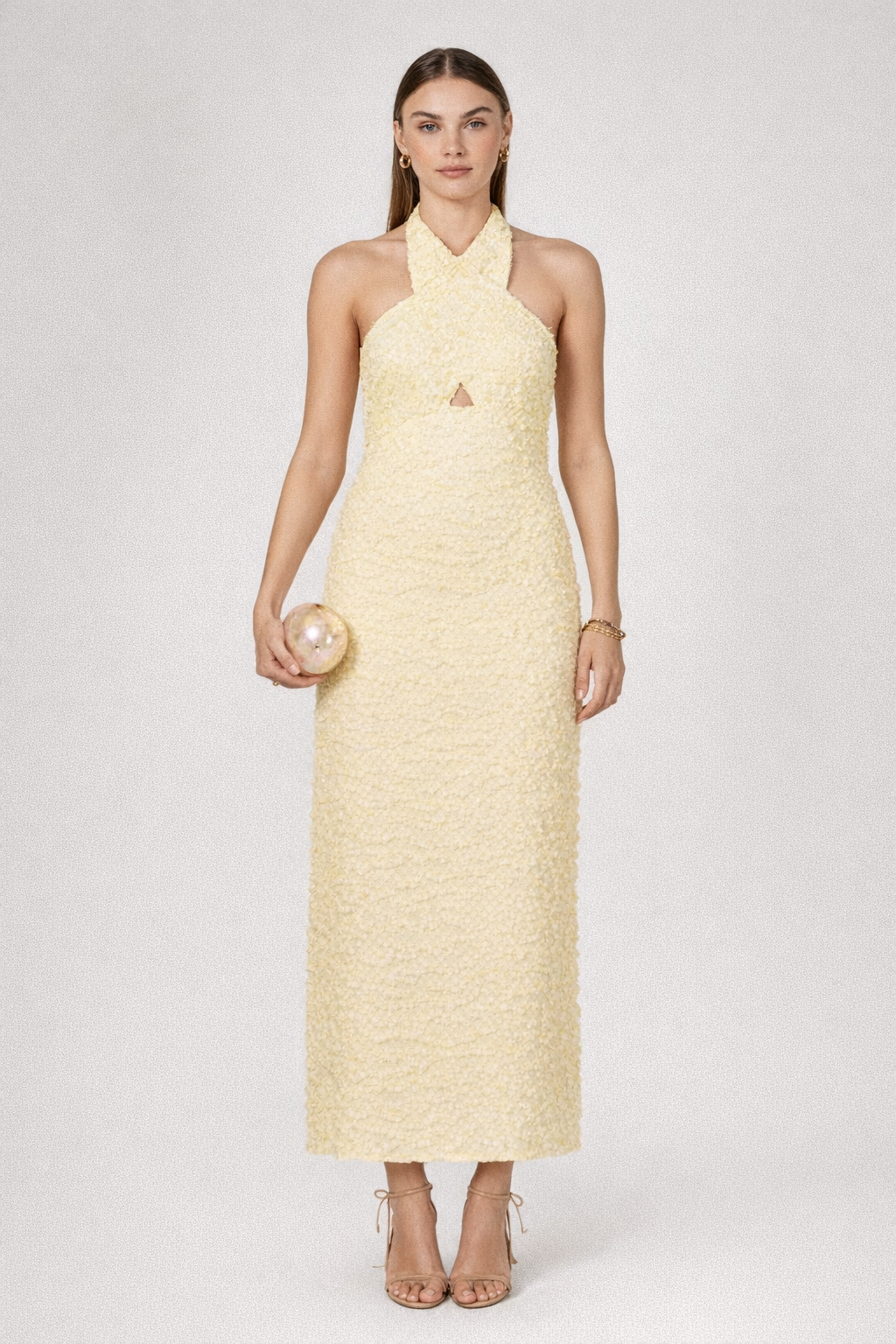 Solene Strechy Halter Neck Midi Dress