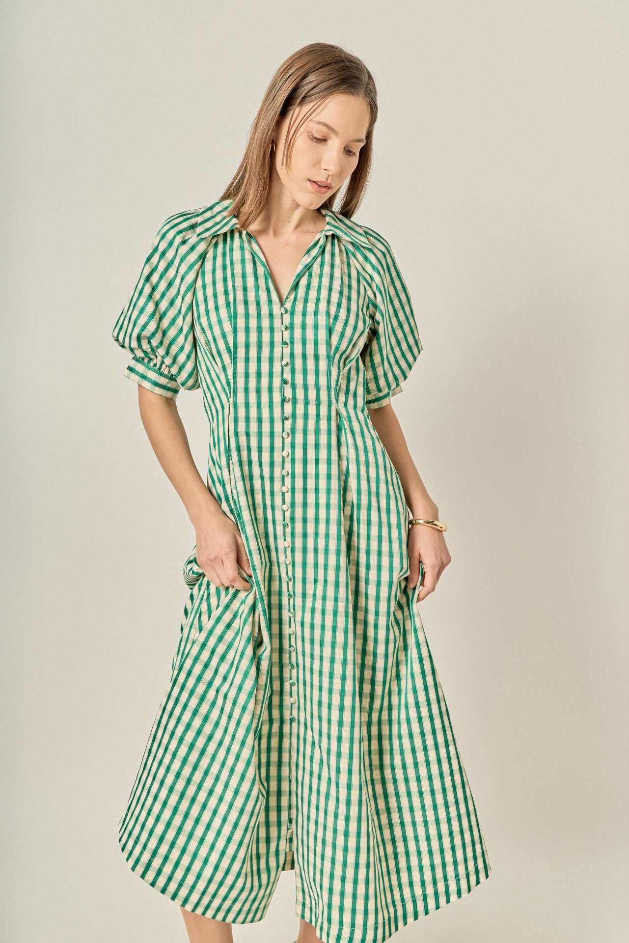 Clara Gingham Check Midi Dress
