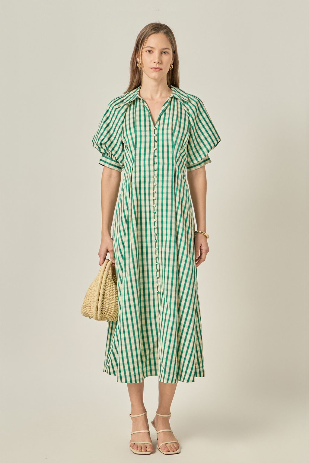 Clara Gingham Check Midi Dress