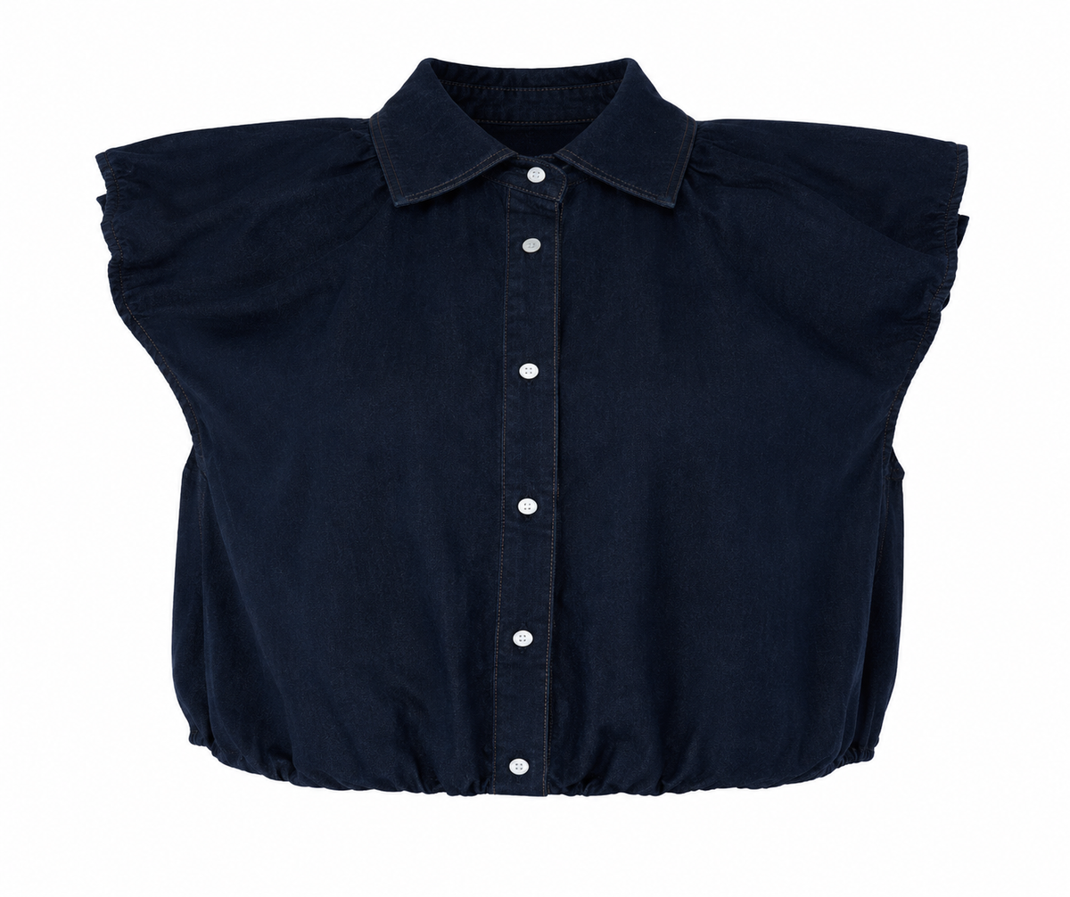 Vivienne Cropped Denim Vest Shirt