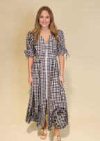 Darcy Gingham Eyelet Midi Dress