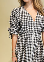 Darcy Gingham Eyelet Midi Dress
