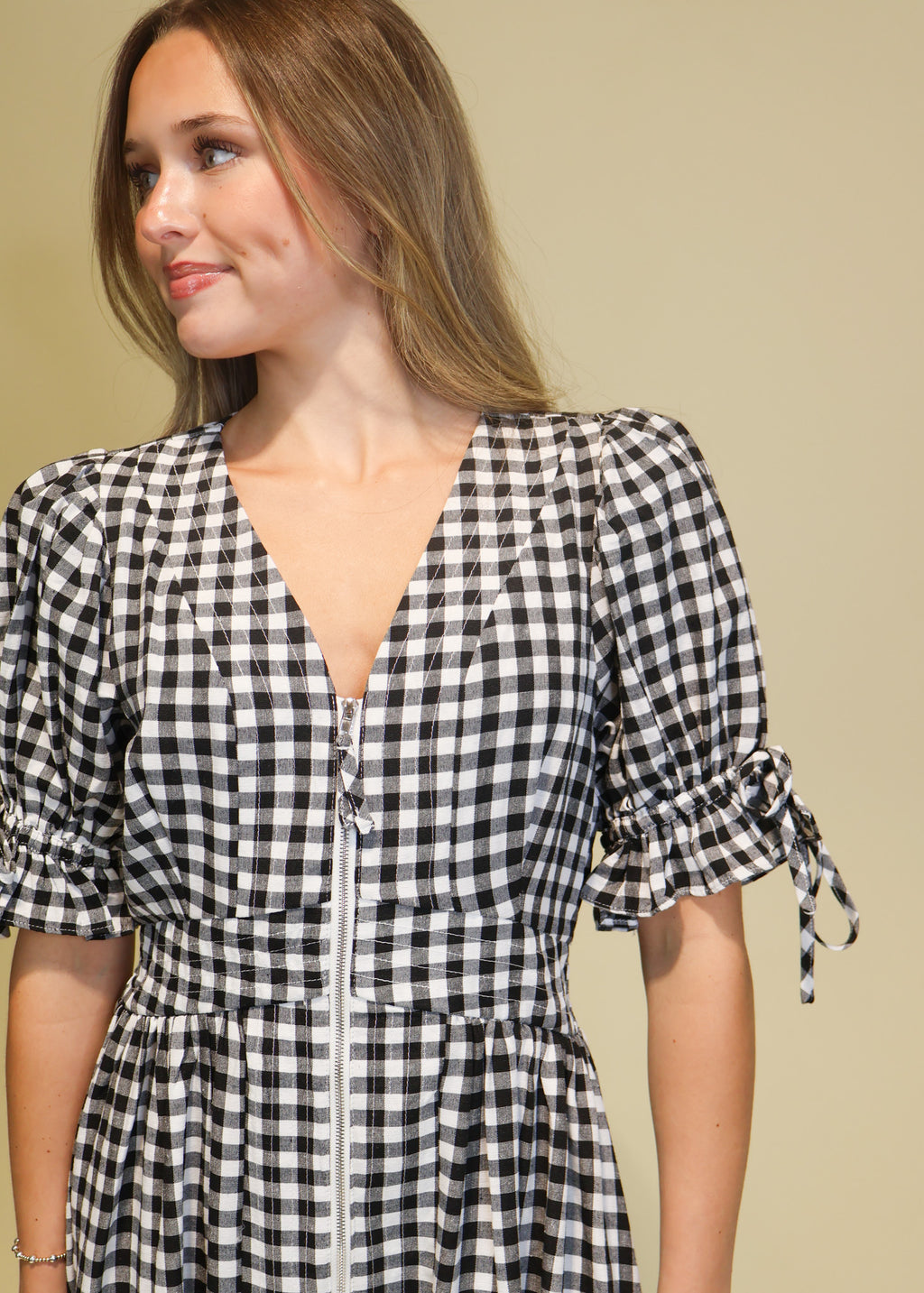Darcy Gingham Eyelet Midi Dress
