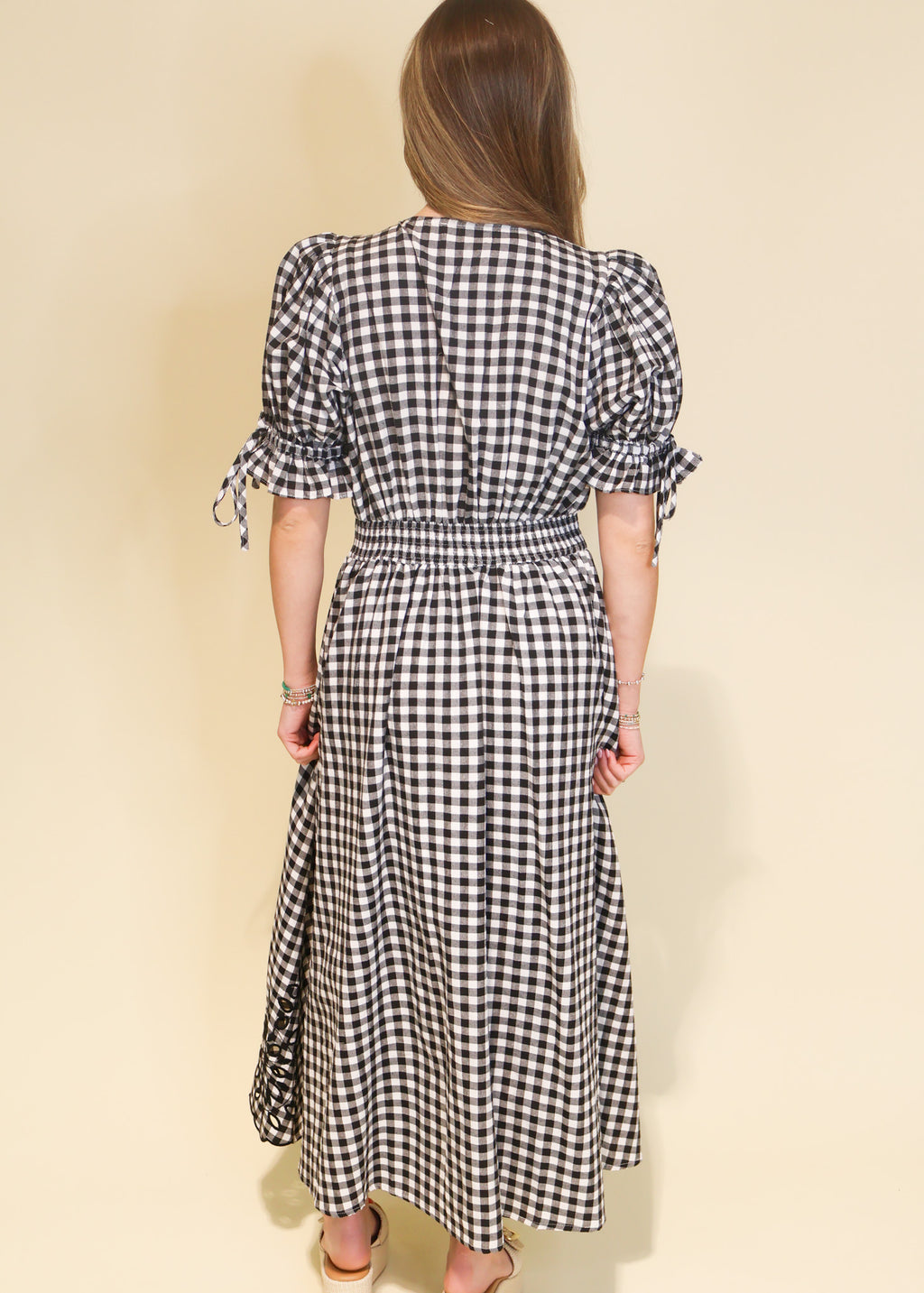 Darcy Gingham Eyelet Midi Dress