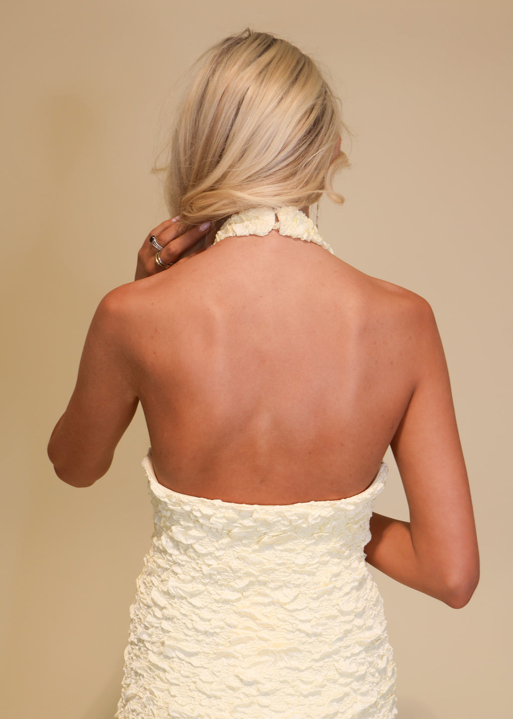 Solene Strechy Halter Neck Midi Dress