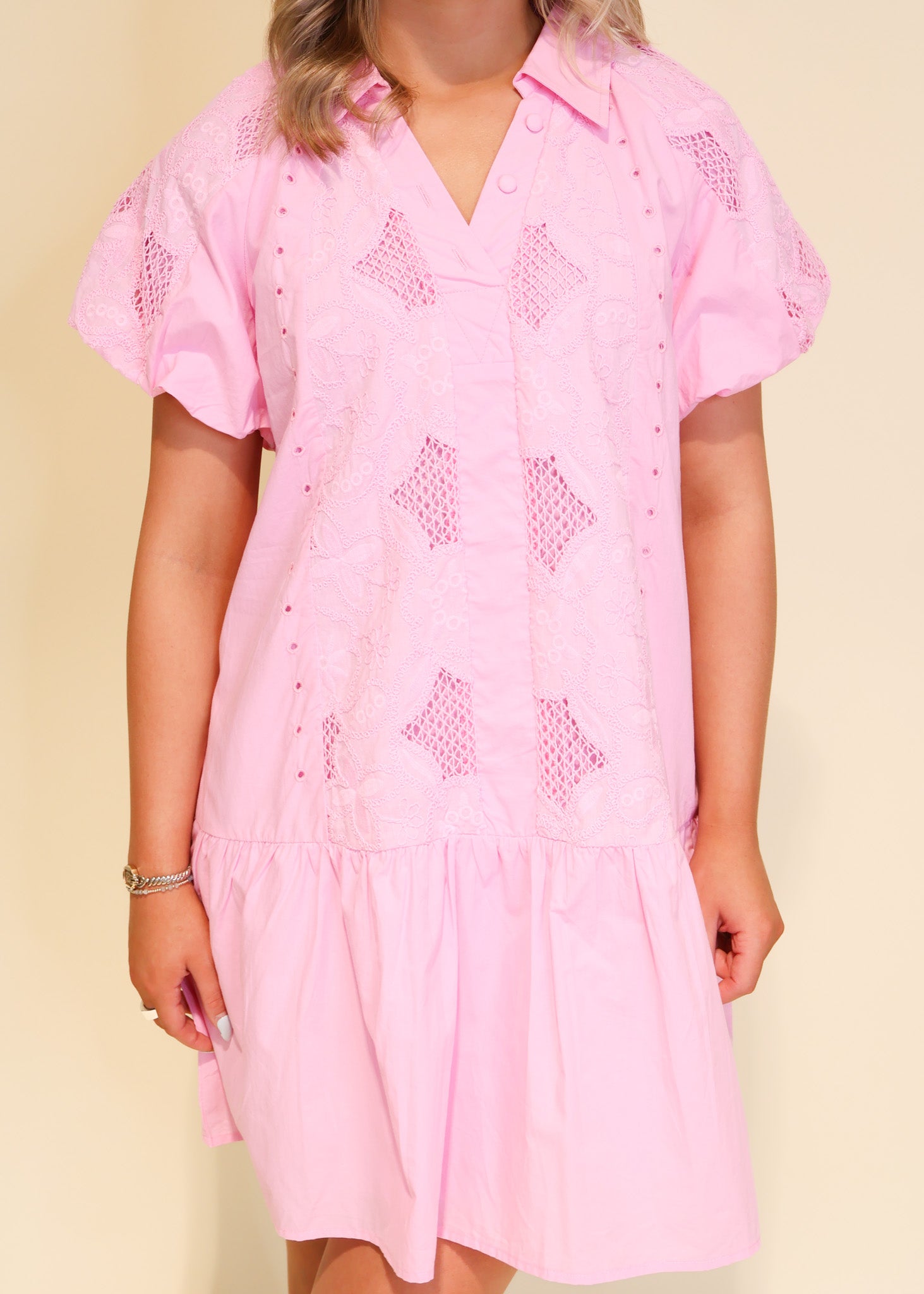 Seraphina Floral Embroidery Cut-Out Mini Dress