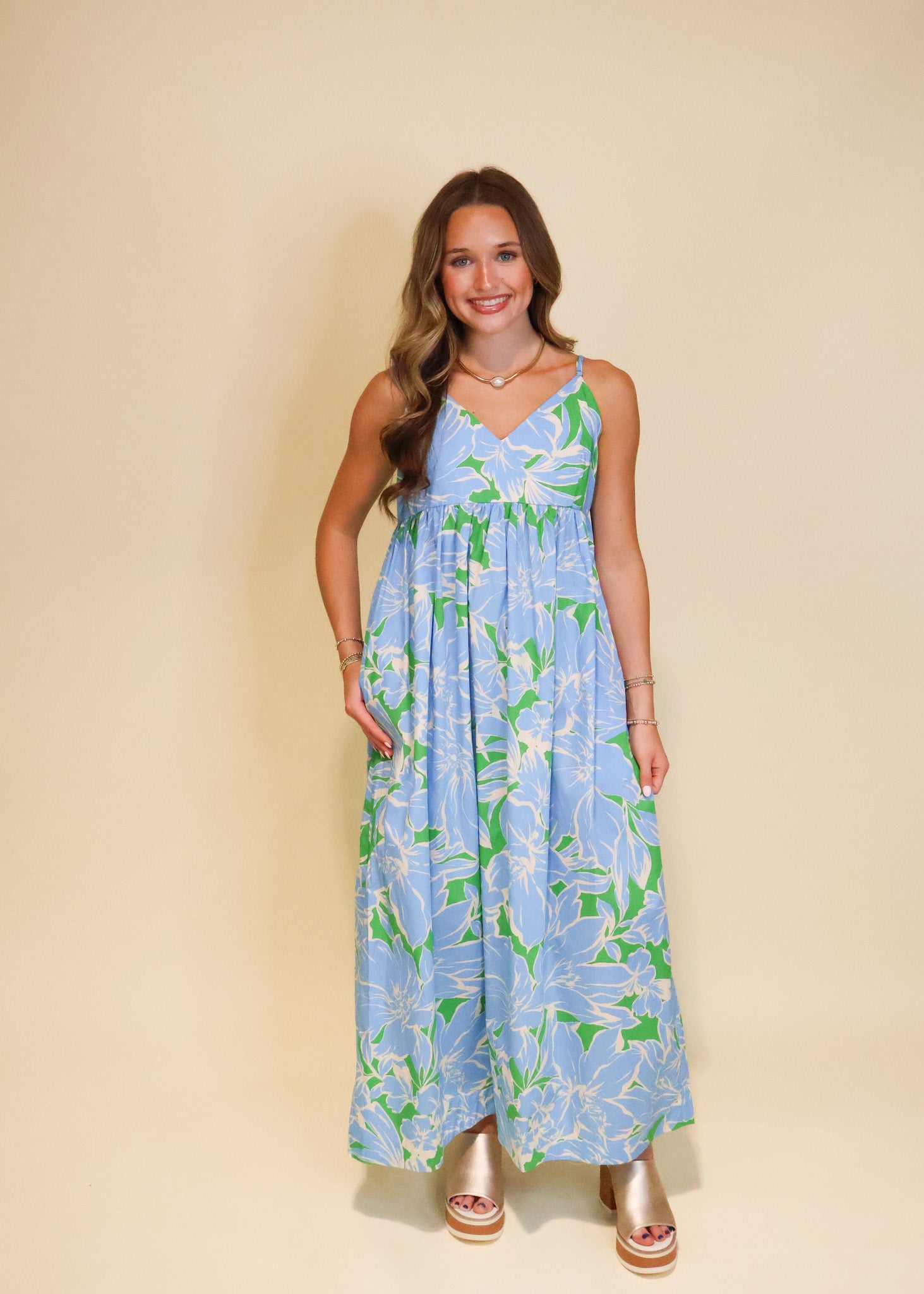 knee length dresses for ladies Olivaceous Iris Linen Maxi Dress – Milla & Ella Co