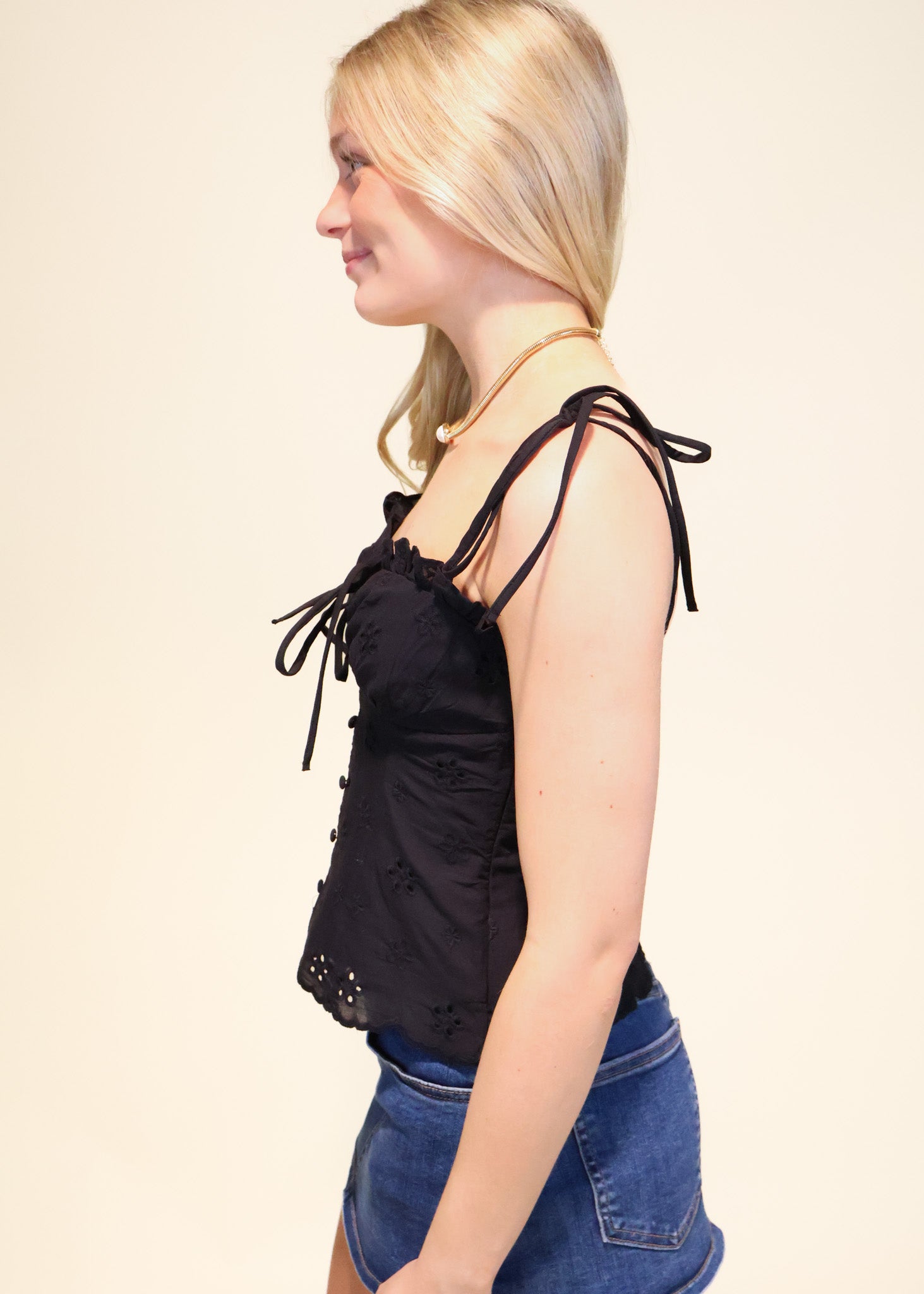 Nicole Eyelet Bustier Peplum Top