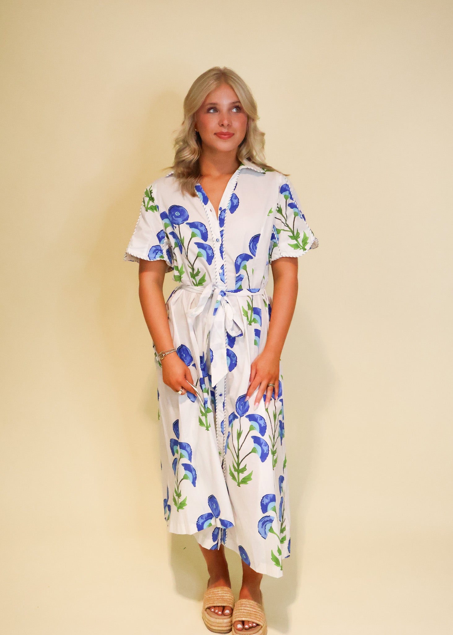 Paloma Floral Belted Midi Dress