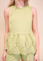 Eloise Lace Trim Peplum Top