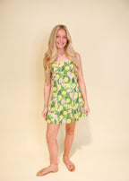 Lemon Lace Trim Mini Dress