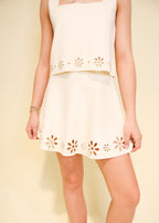 Agnes Bloom Eyelet Mini Skirt