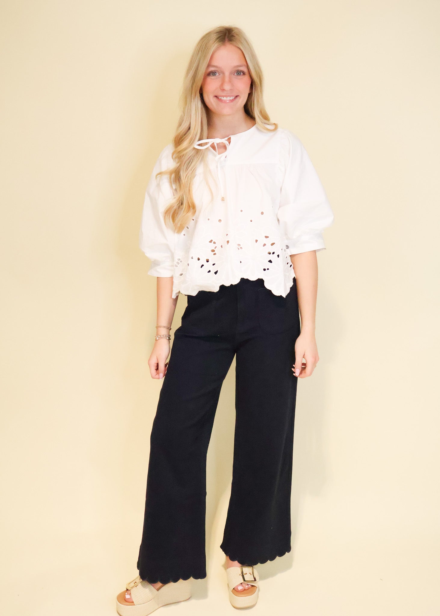 Estelle Scallop Wide Leg Pants
