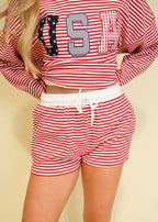 Mid Rise Striped Shorts
