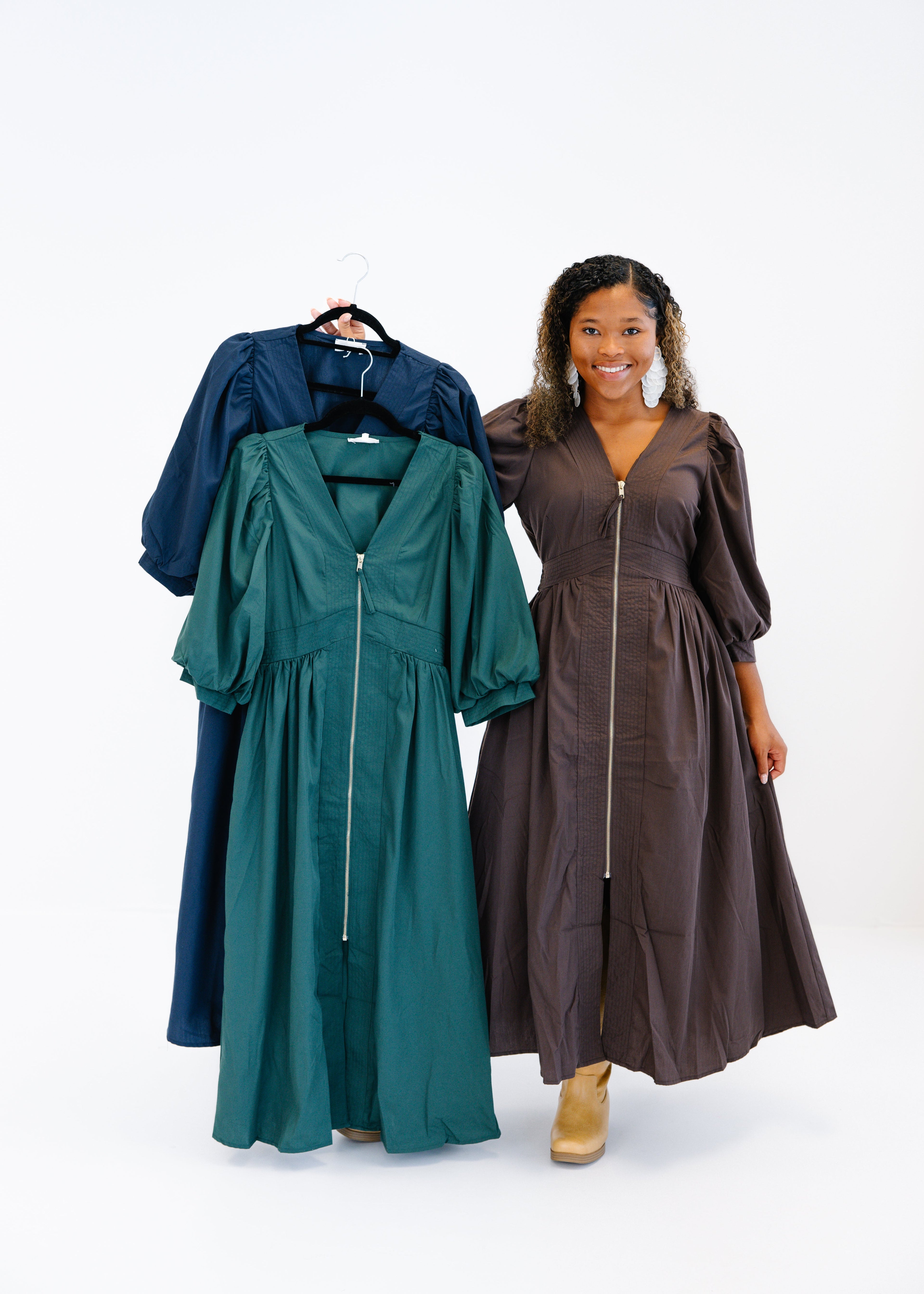 Charlotte Zip-Front Midi Dress