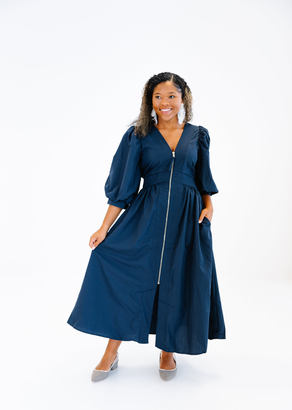Charlotte Zip-Front Midi Dress