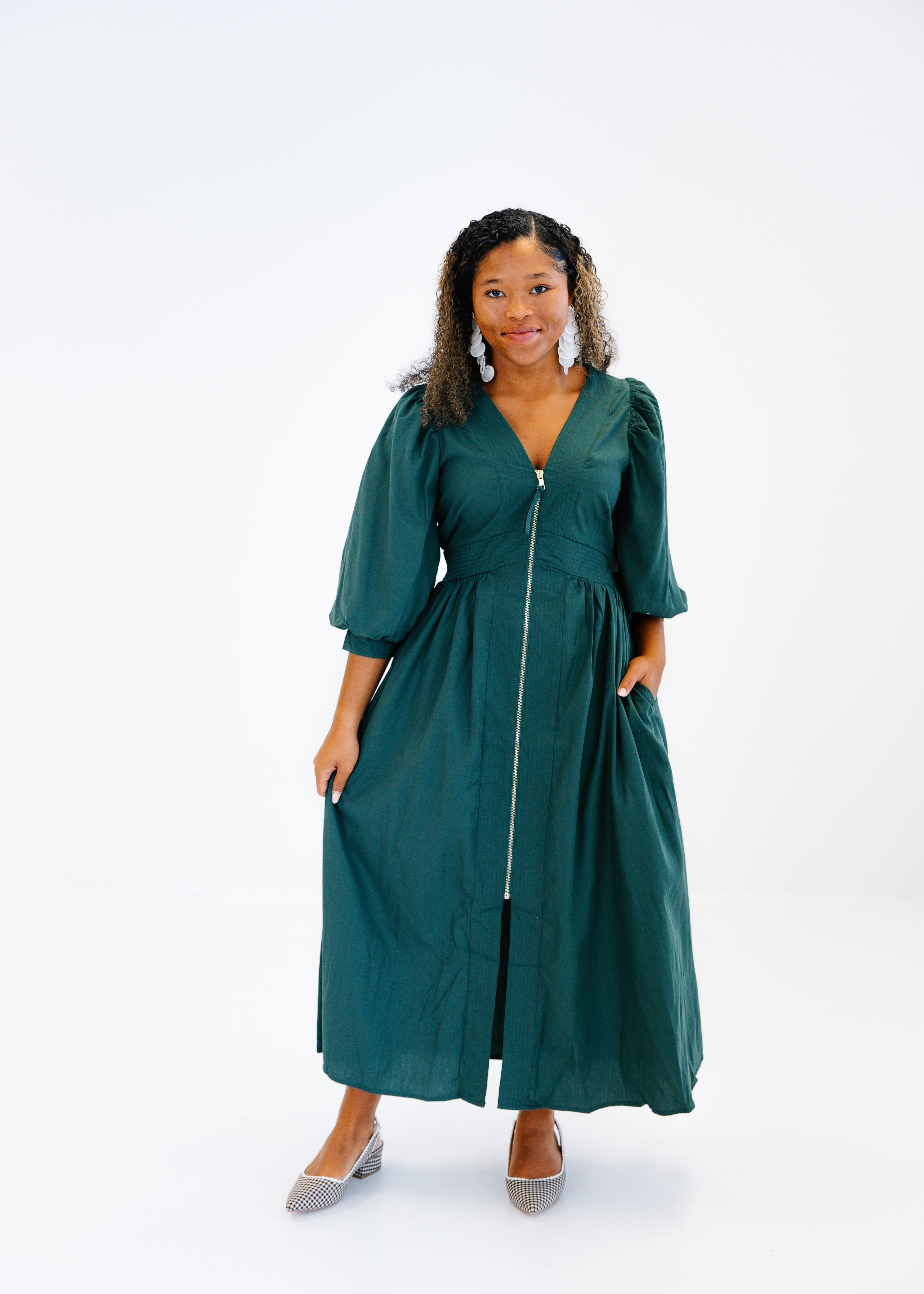 Charlotte Zip-Front Midi Dress