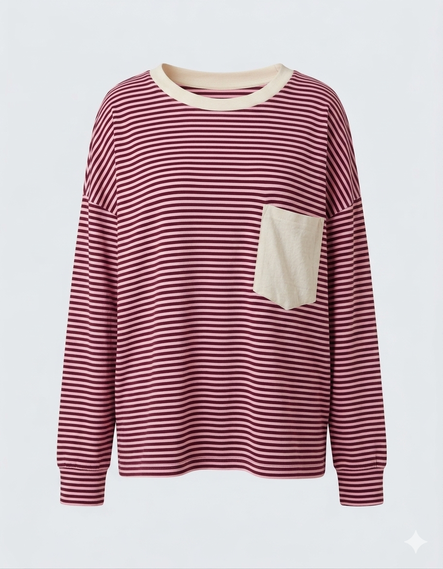 Clarisse Striped Pocket Top