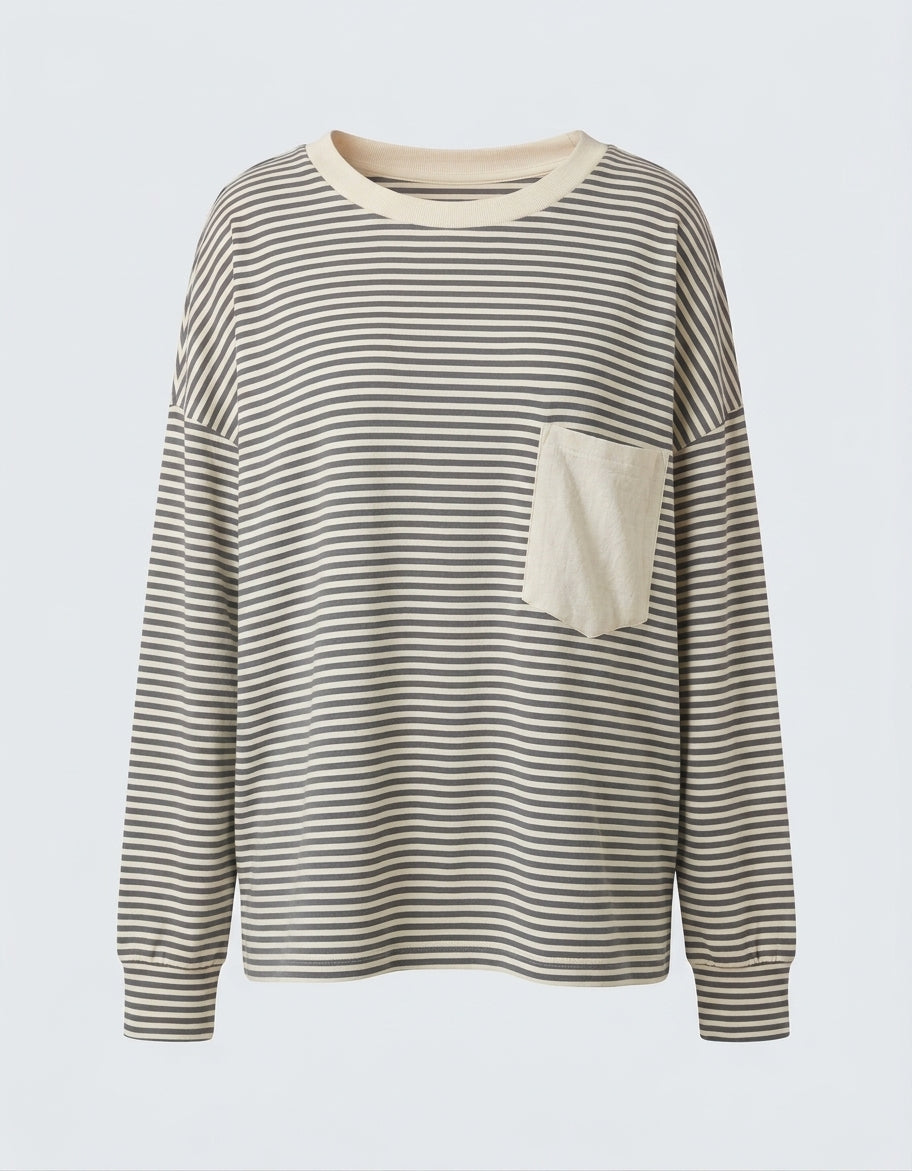 Clarisse Striped Pocket Top