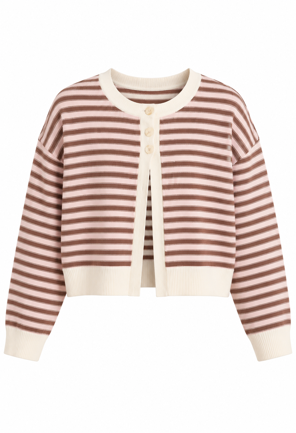 Isabelle Cropped Stripe Button Cardigan