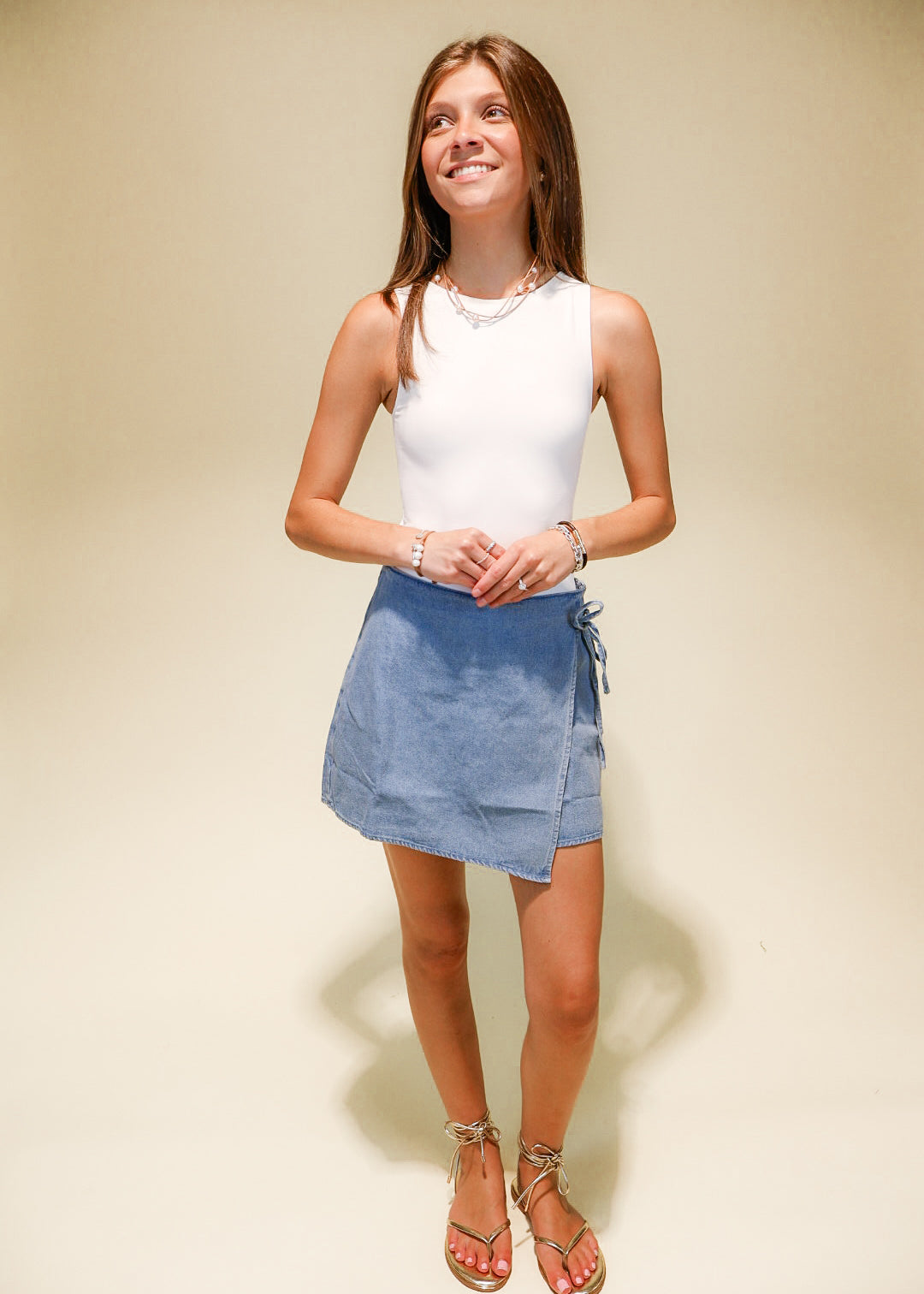 Sadie Side-Tie Wrap Mini Skort