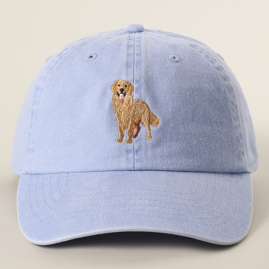 Golden Retriever Embroidered Pigment Dyed Baseball Cap