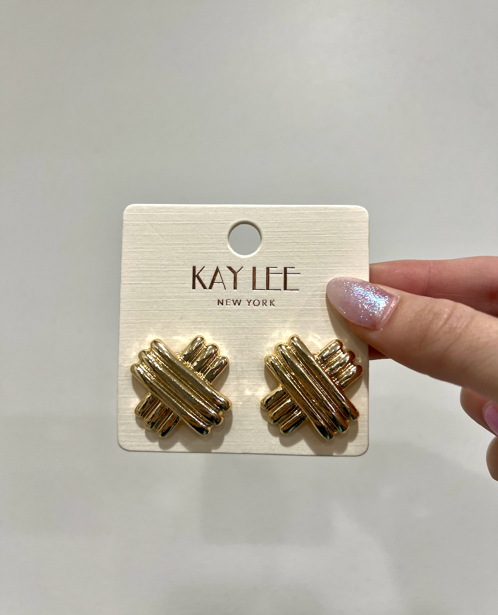 Bar Textured Crisscross Earrings