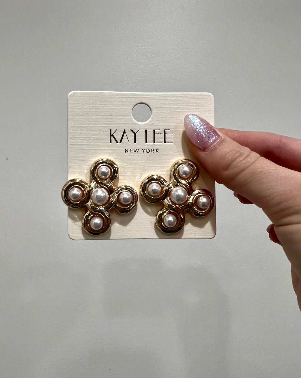 Round Pearl Crisscross Earrings