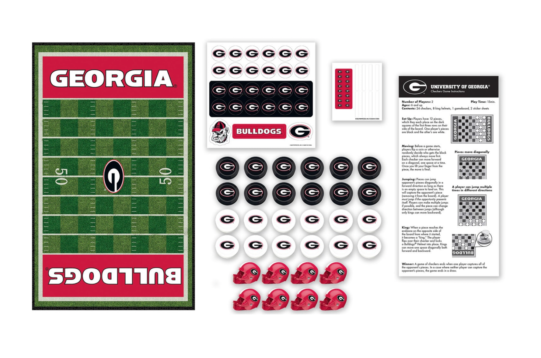 Georgia Bulldogs Checkers Board Game