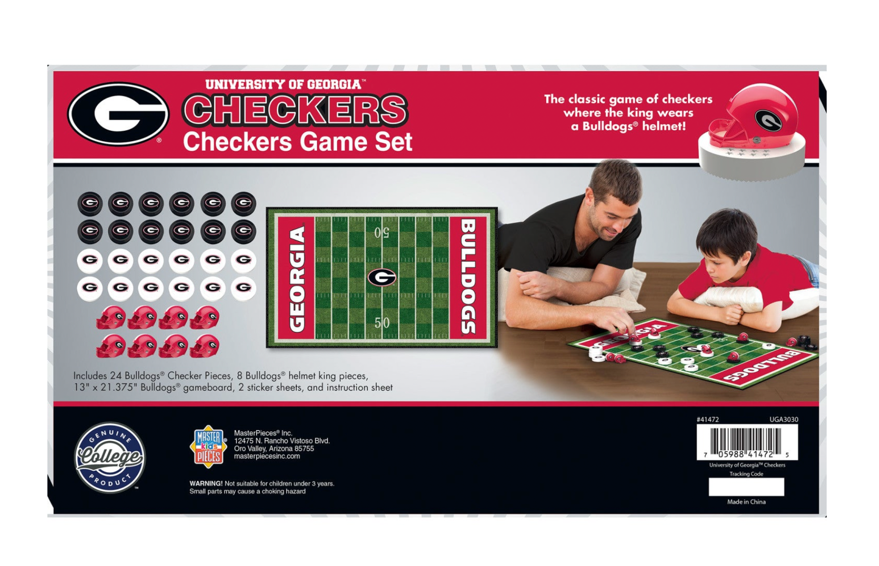 Georgia Bulldogs Checkers Board Game