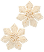 Wrapped Raffia Flower Earrings
