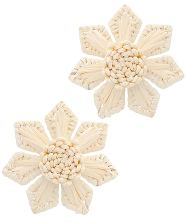 Wrapped Raffia Flower Earrings