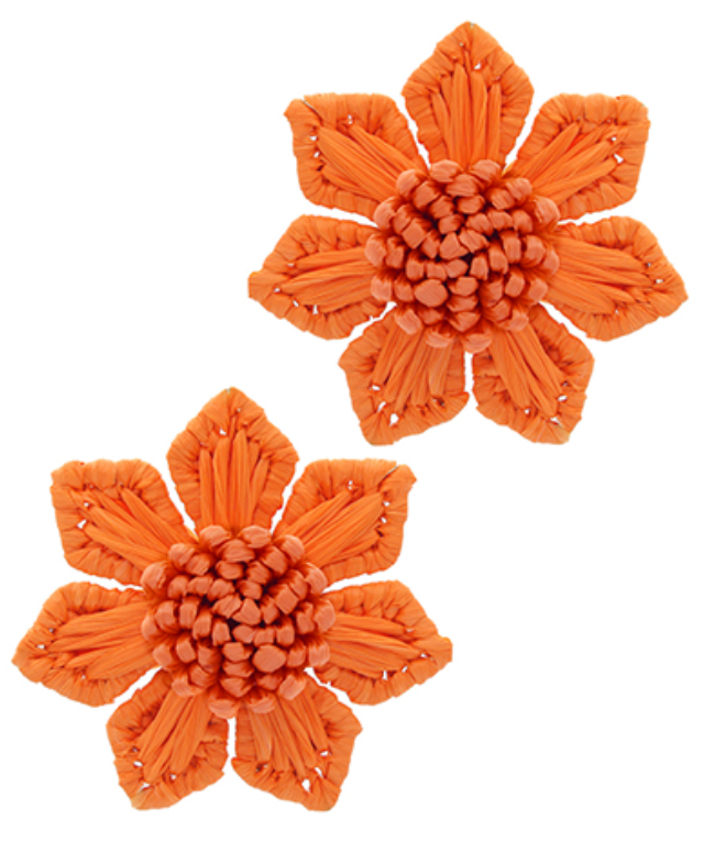 Wrapped Raffia Flower Earrings