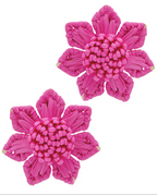 Wrapped Raffia Flower Earrings