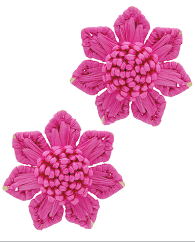 Wrapped Raffia Flower Earrings