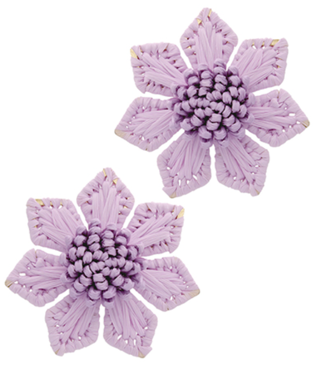 Wrapped Raffia Flower Earrings