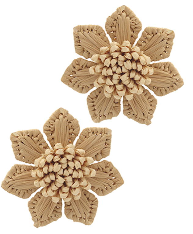 Wrapped Raffia Flower Earrings