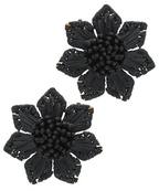Wrapped Raffia Flower Earrings