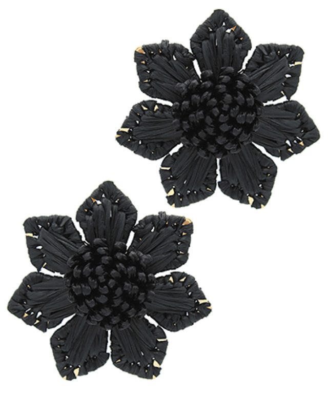 Wrapped Raffia Flower Earrings