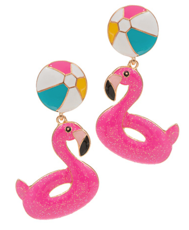 Flamingo Beach Ball Earrings