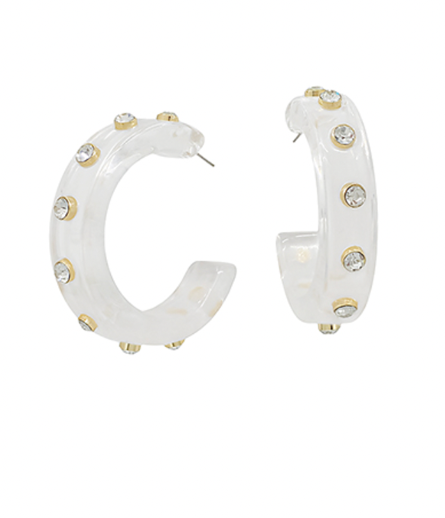 Wide Crystal Station Acetate Hoops