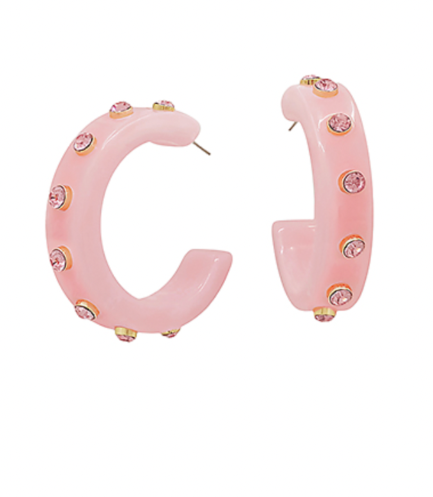 Wide Crystal Station Acetate Hoops