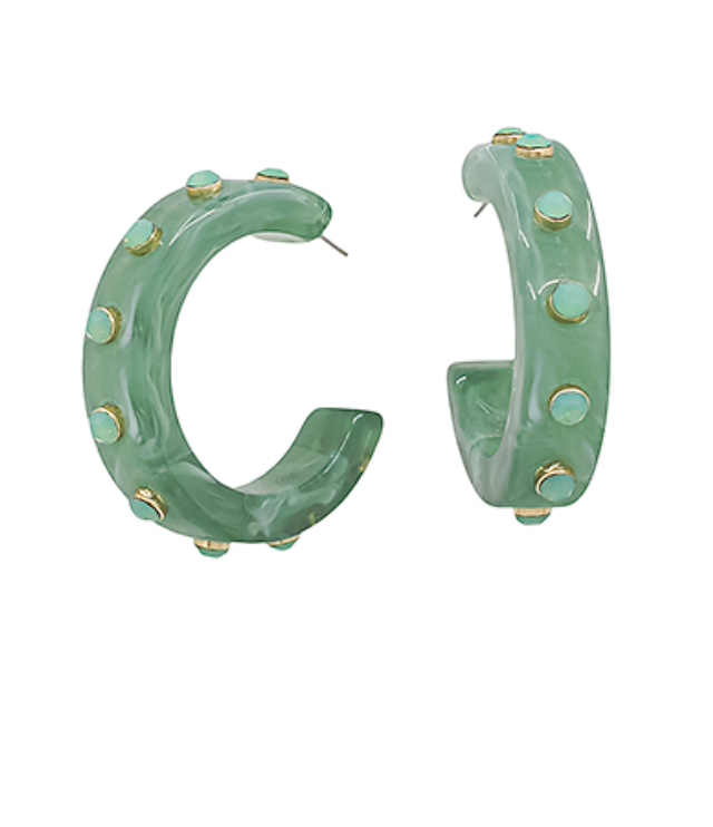Wide Crystal Station Acetate Hoops