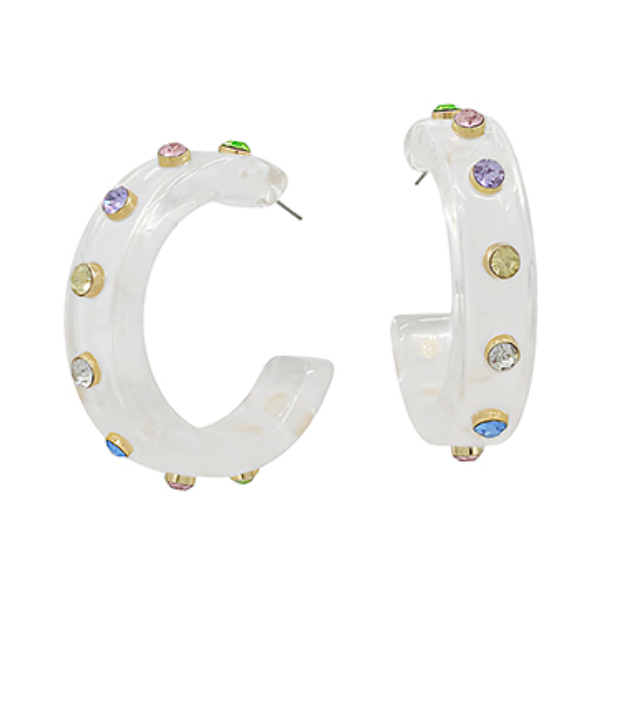 Wide Crystal Station Acetate Hoops